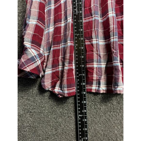 Gap Button Up Plaid Pintuck Long Sleeve Tunic Shirt Womens Size Xl Multicolor - Picture 7 of 8